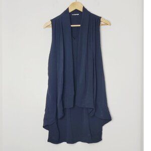 NAIF Black Dress Pockets Sleeveless Open Front Cardigan Business Casual Sz Small